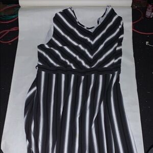 Ulla Popken Black and White Asymmetrical Sundress